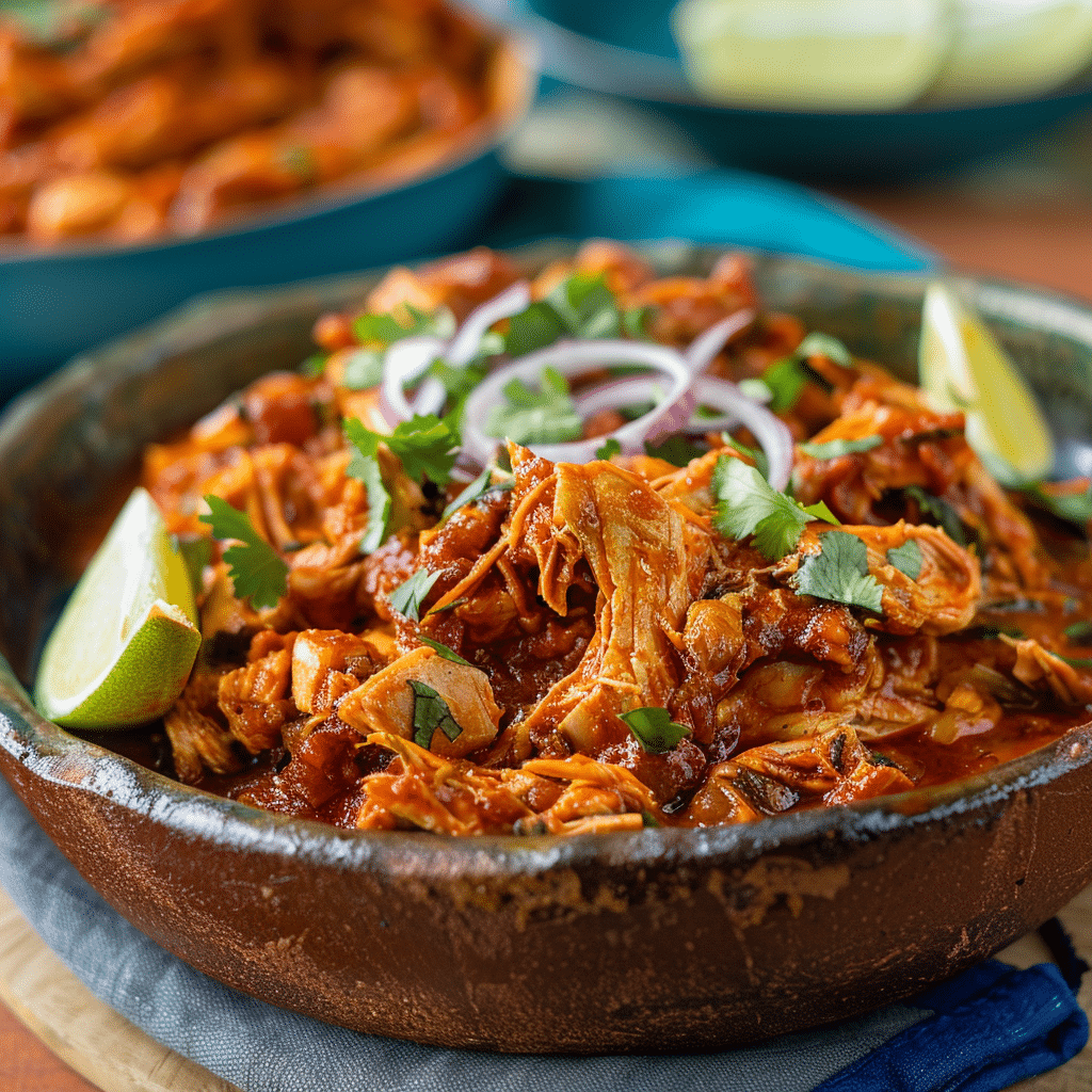 foto de un plato de tinga de pollo
