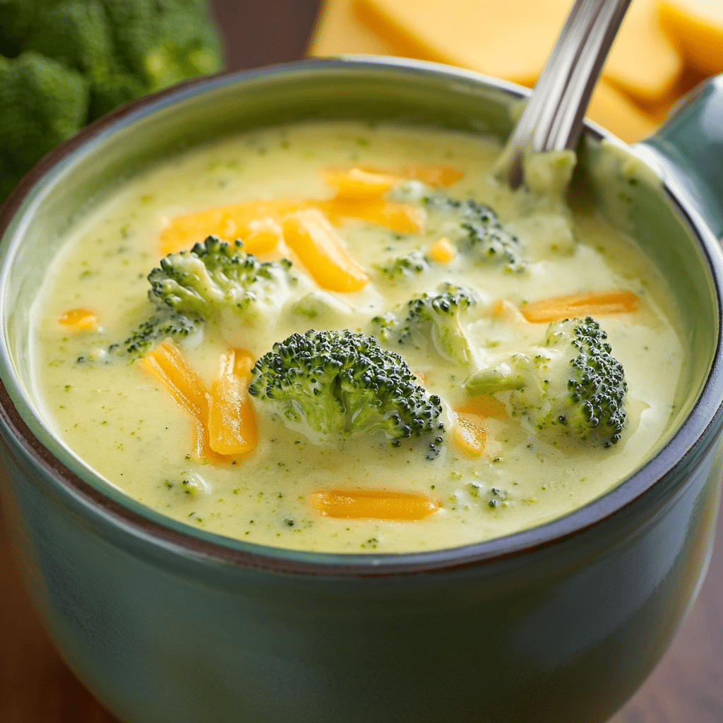 Un delicioso plato de crema de brocoli con queso, ideal para disfrutar en el almuerzo, receta de Chef Goya