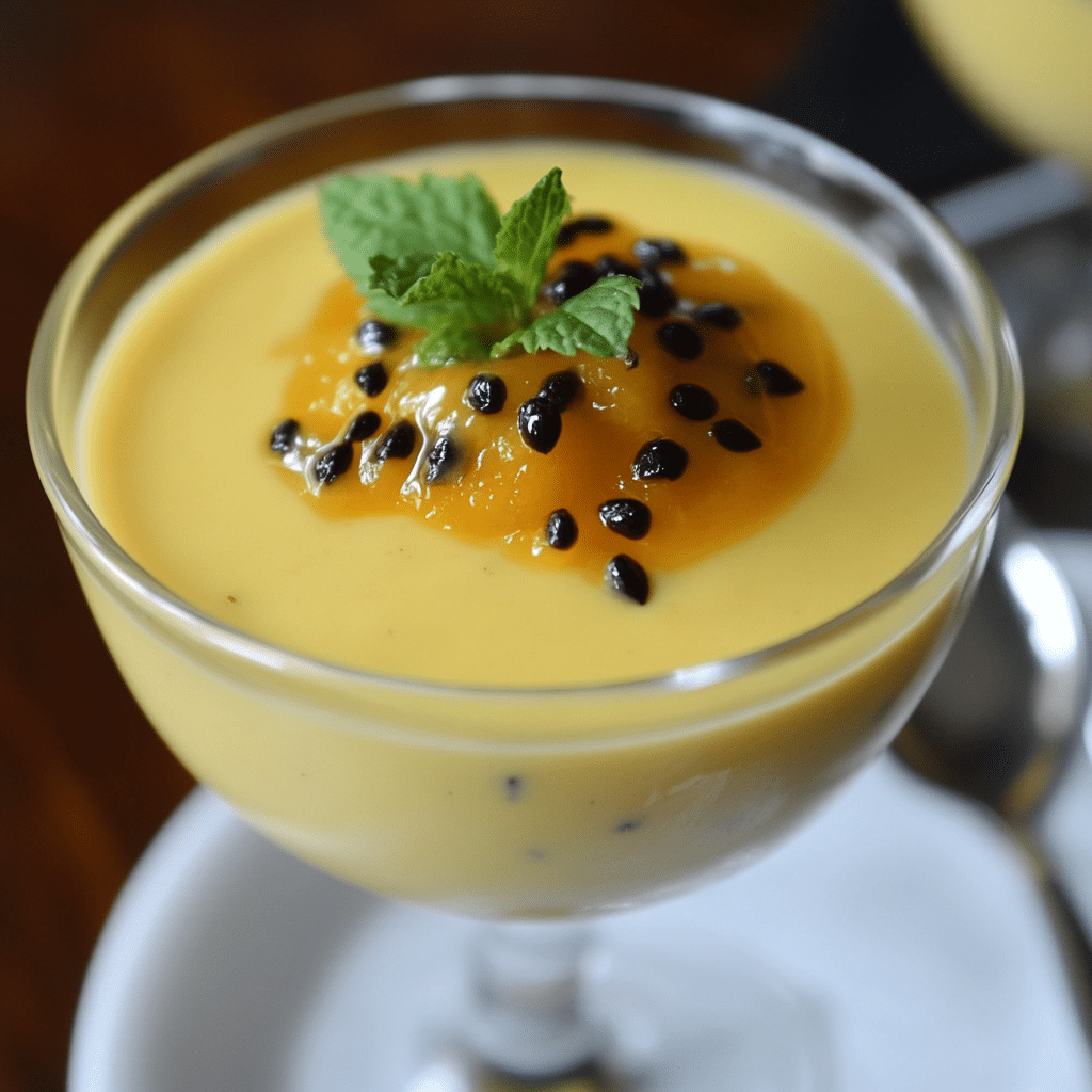 Un delicioso mousse de Maracuyá, un postre facil de hacer en menos de 5 minutos, receta de Chef Goya.