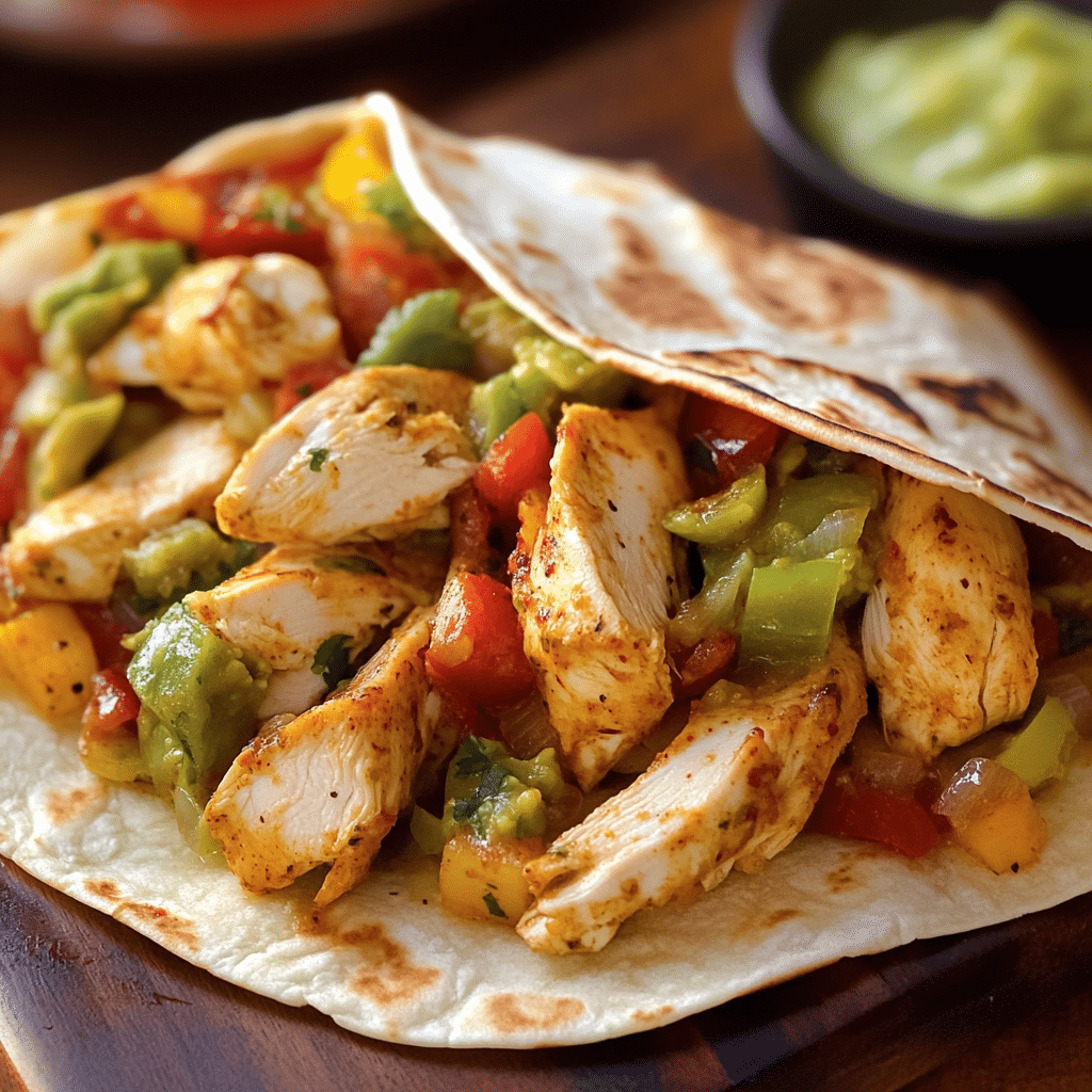 Un plato con fajitas de pollo, ideal si deseas algo rapido para comer, receta de Chef Goya.