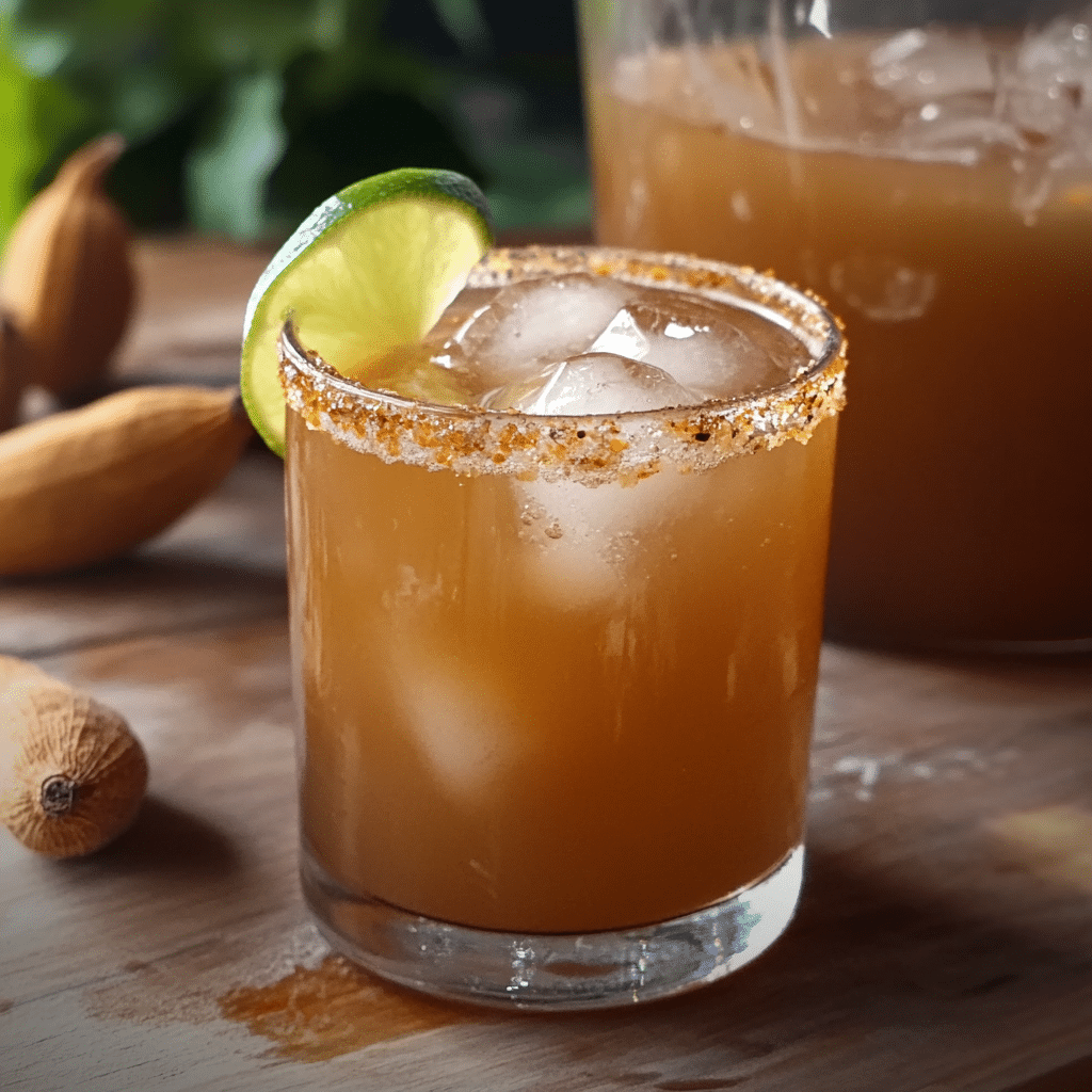 Un vaso con agua de Tamarindo, si deseas algo refrescante y facil de hacer, receta de Chef Goya.