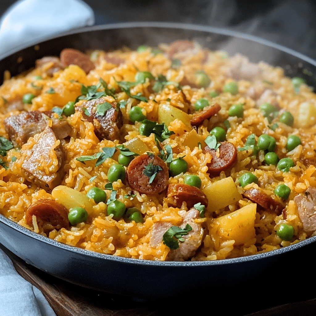 Un plato de arroz atollado, si deseas un almuerzo rápido y fácil de hacer, receta de Chef Goya.
