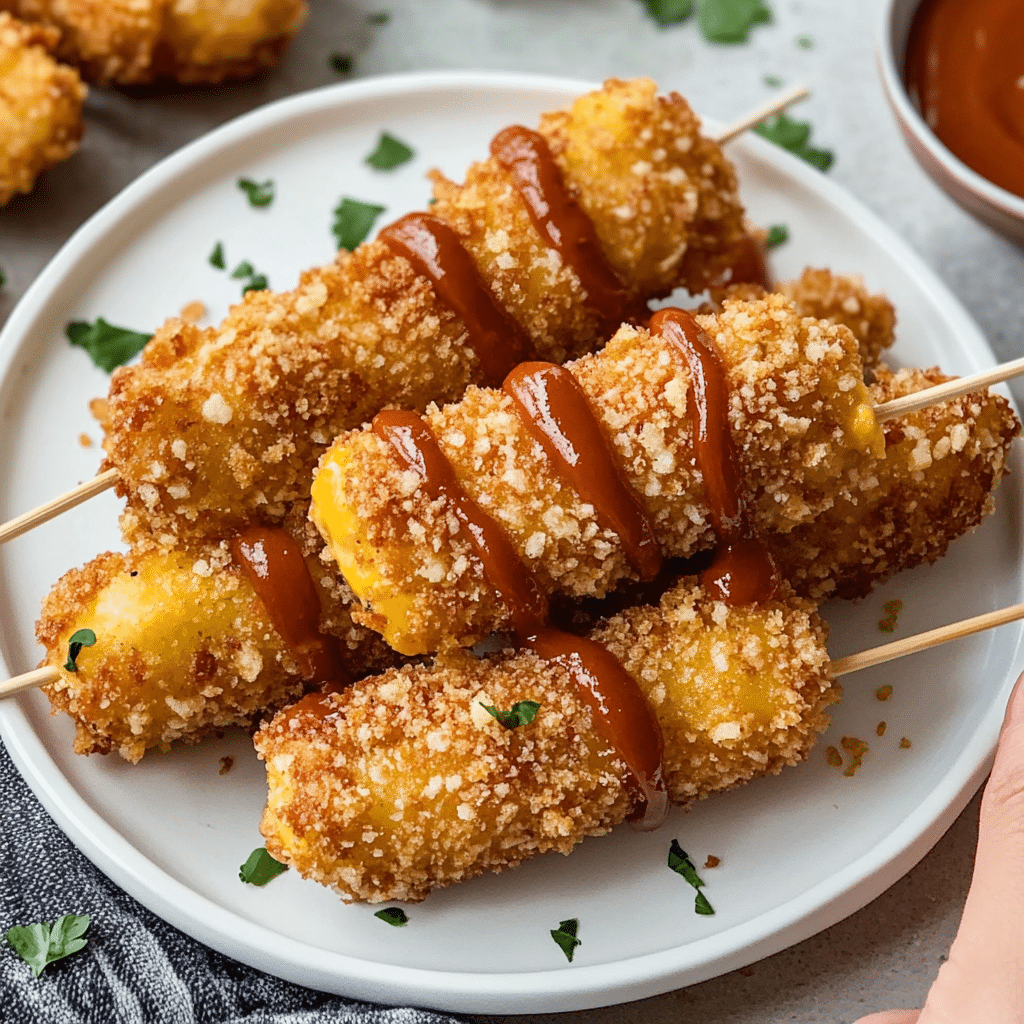 Un plato con corn dogs, ideal si deseas un snack delicioso y rico para hacer, receta de Chef Goya.