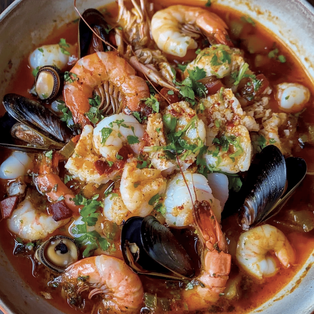 Un bowl con mariscada, si deseas sorprender a tu familia para una cena especial, receta de Chef Goya.
