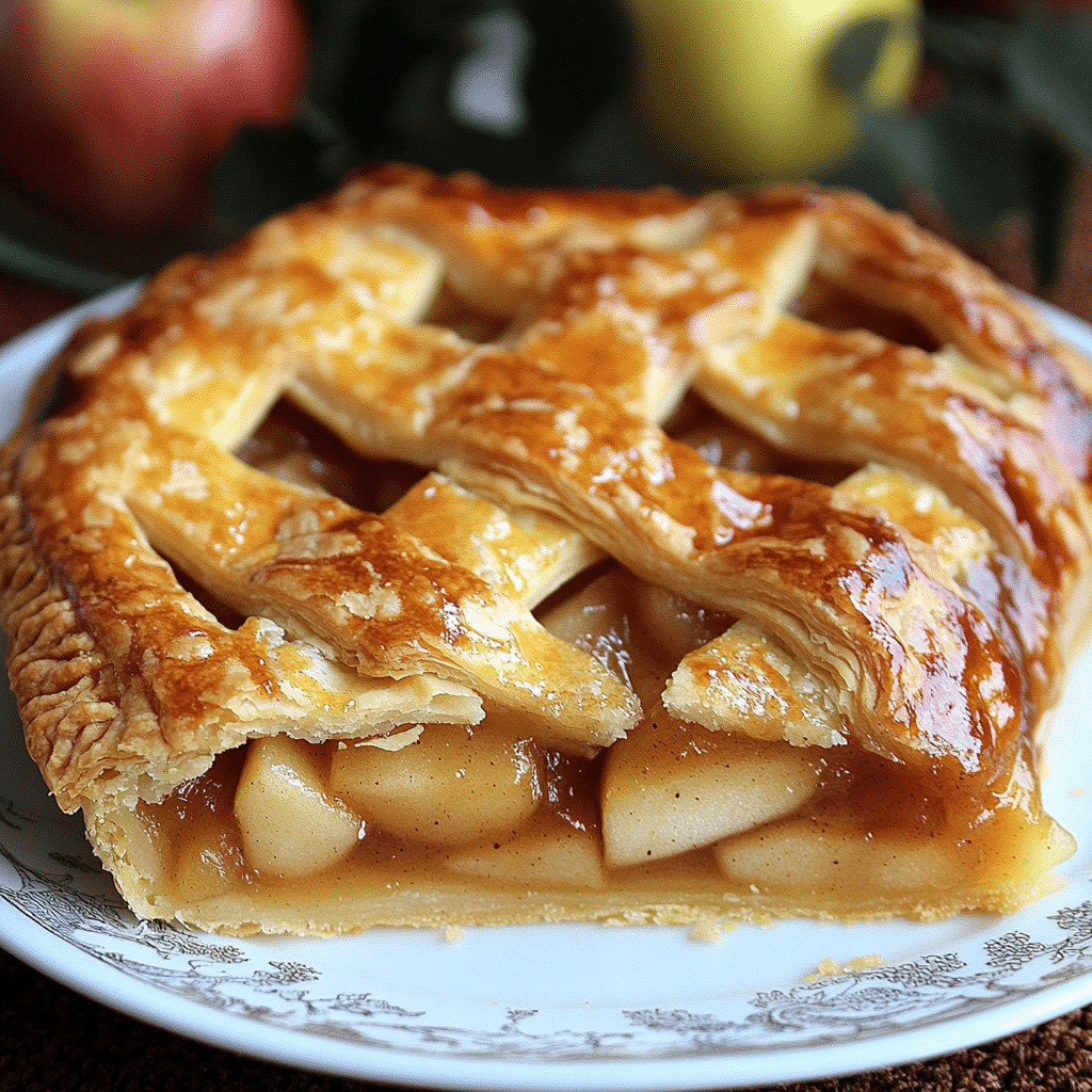 Un plato con pay de manzana, si deseas algo rico para probar, receta de Chef Goya.
