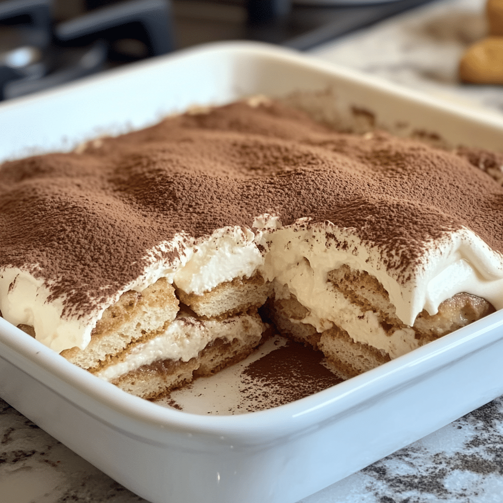 Un plato con tiramisú, si deseas un postre fácil de hacer, receta de Chef Goya.