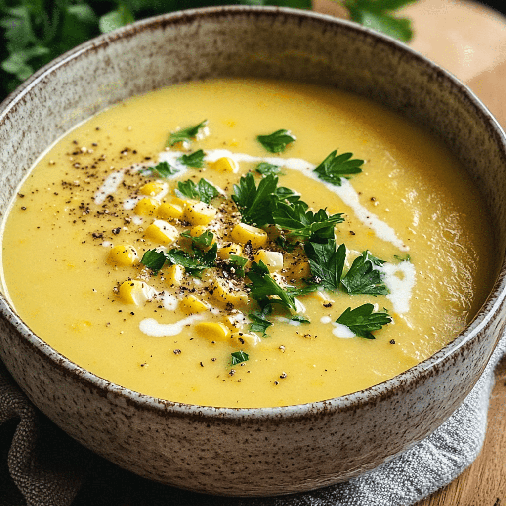 Un plato con crema de maiz, si deseas un almuerzo completo y lleno en vitaminas, receta de Chef Goya.