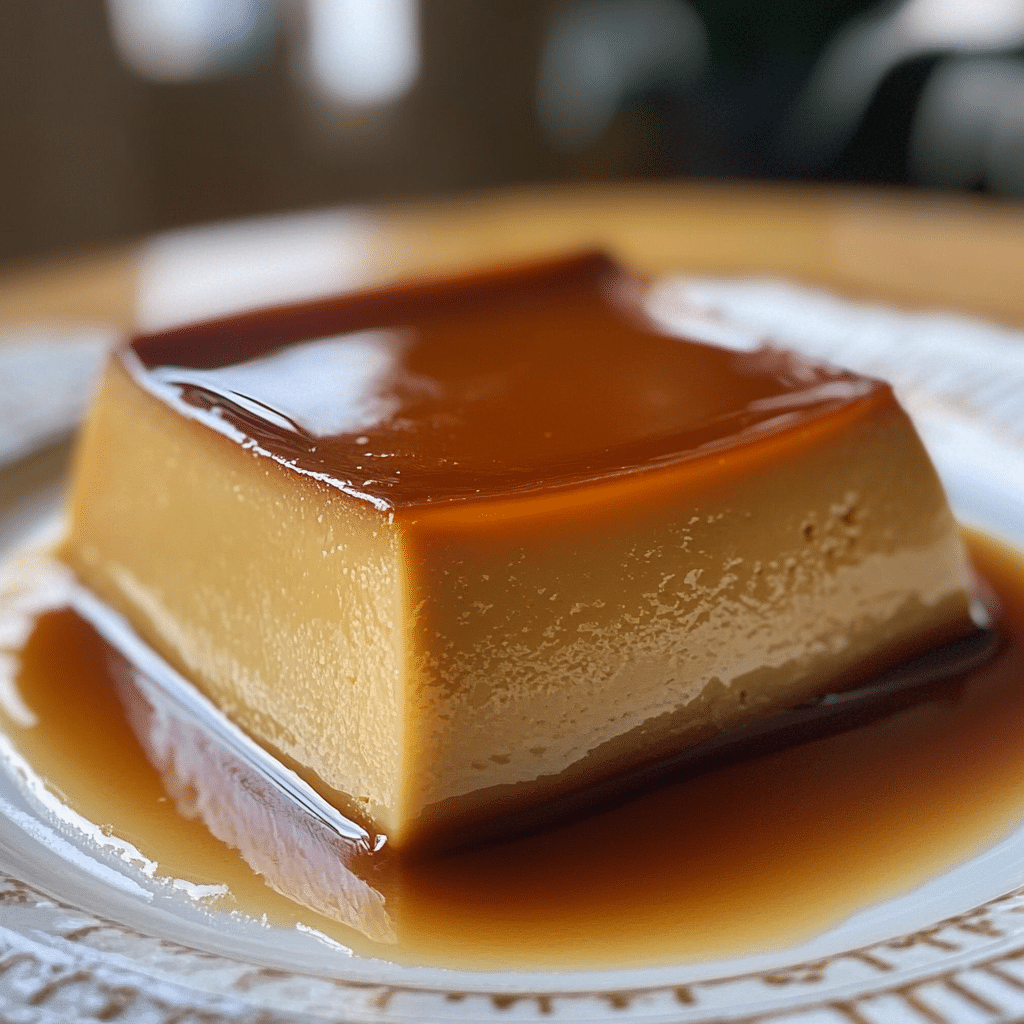 Un plato con flan de café, si deseas un postre fácil de hacer, receta de Chef Goya.