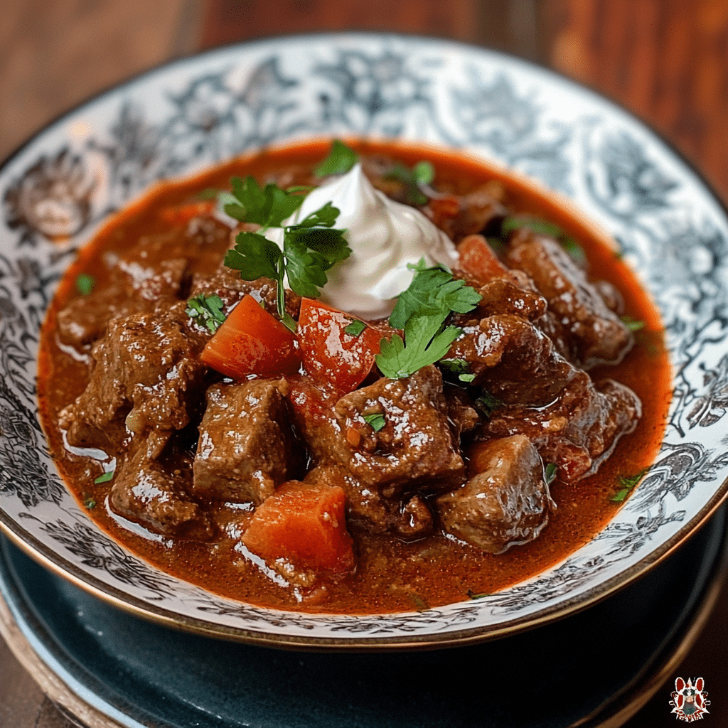 Un plato con goulash, ideal si deseas algo diferente para tus comidas, receta de Chef Goya.