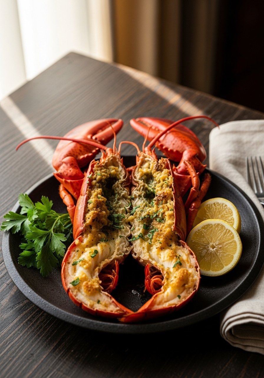 Langosta al Horno: Receta con Mantequilla de Ajo y Hierbas