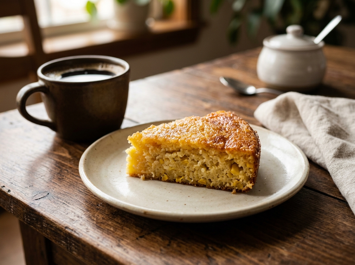 Quesadilla de elote guatemalteca, pan dulce esponjoso de maíz y queso con costra de azúcar