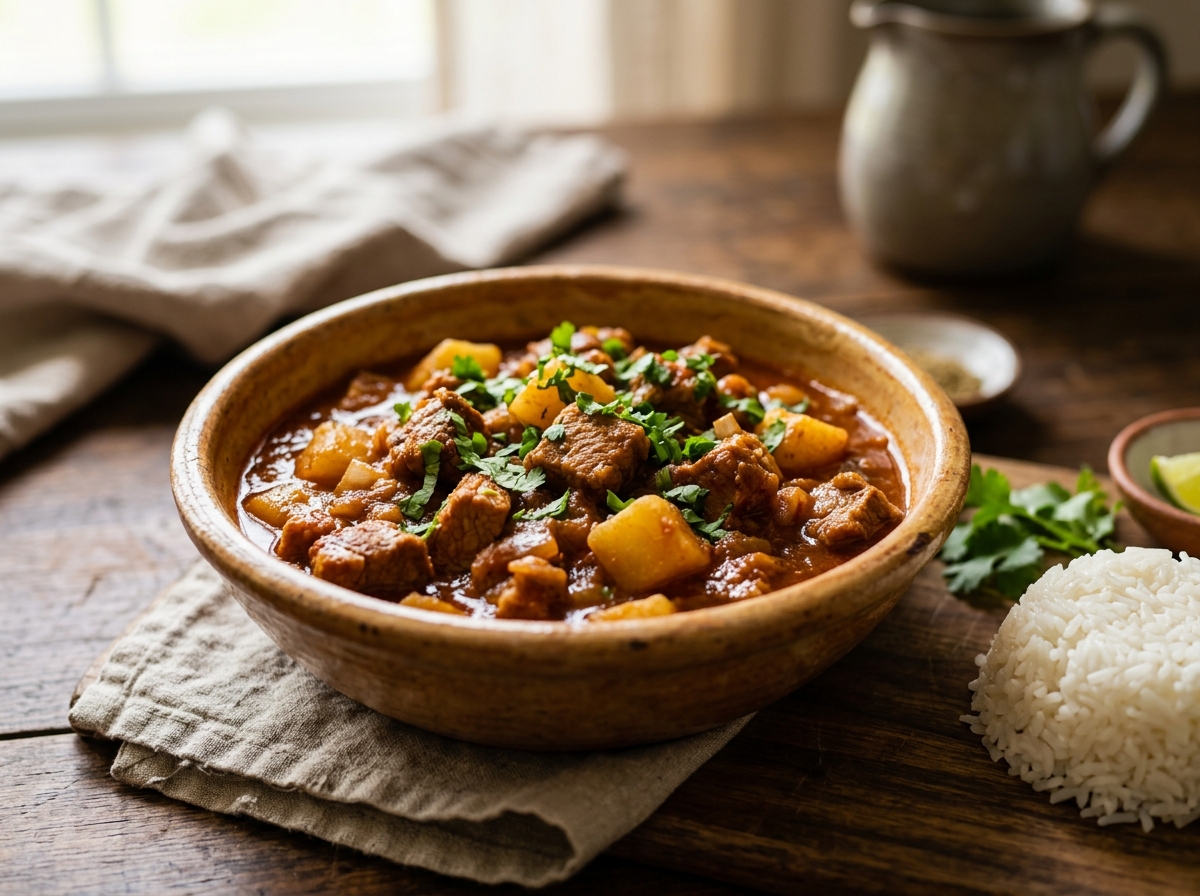 Candinga hondureña: guiso de cerdo con papas en salsa de tomate y especias