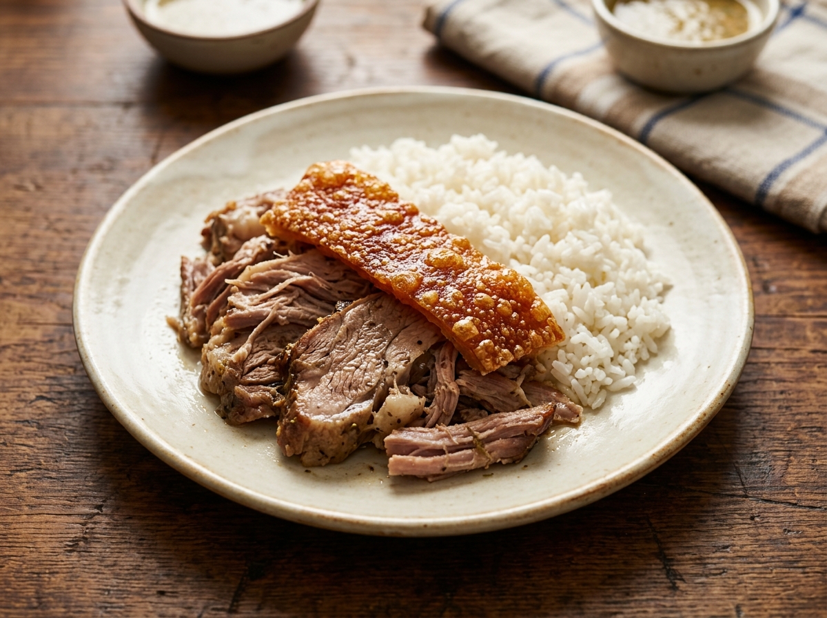 Pernil al horno puertorriqueño con cuero crujiente dorado